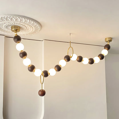 Walnut Bead Necklace Crown Chandelier