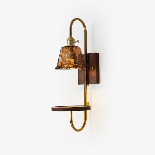 Walnut Shelf Wall light fixture Sconce