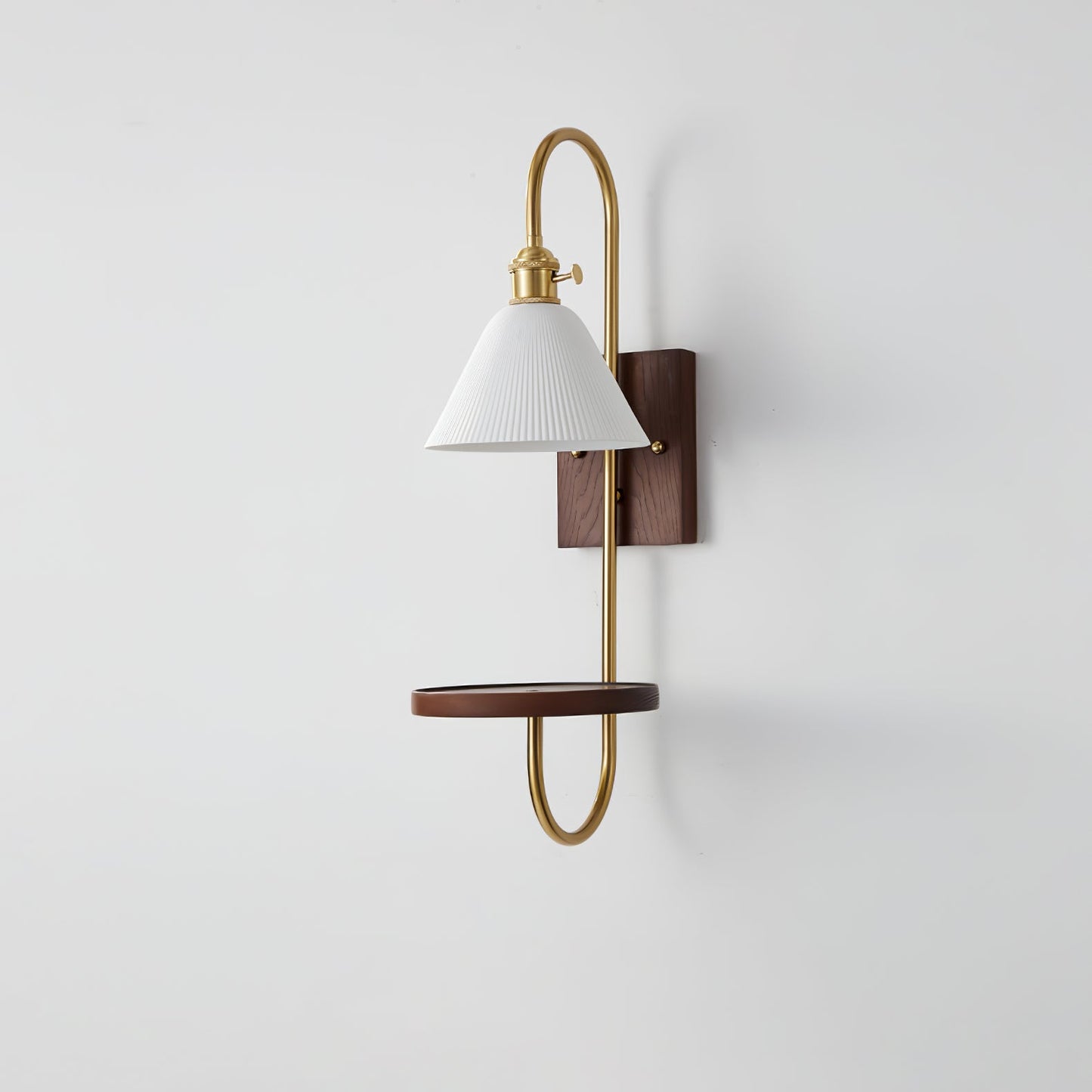 Walnut Shelf Wall light fixture Sconce