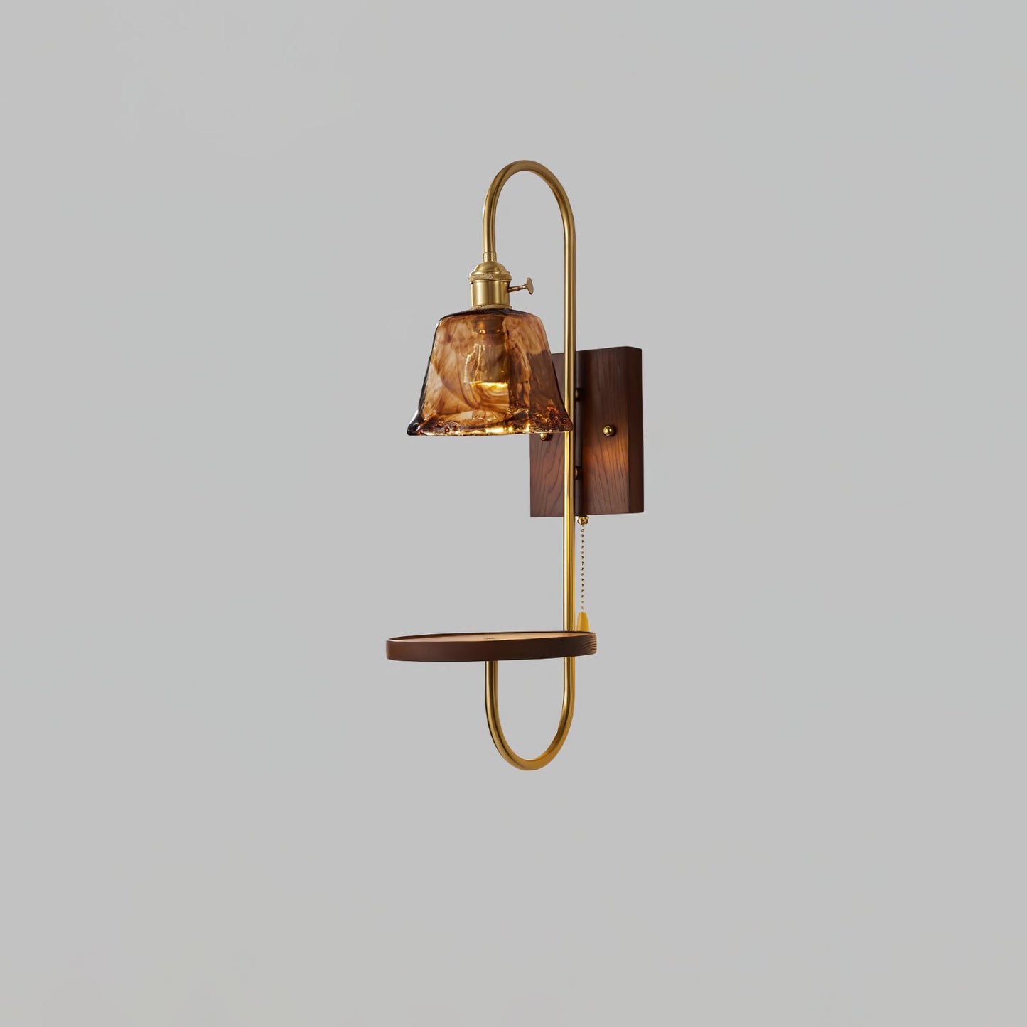 Walnut Shelf Wall light fixture Sconce