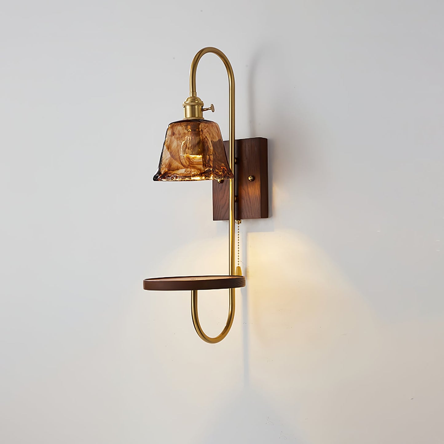 Walnut Shelf Wall light fixture Sconce
