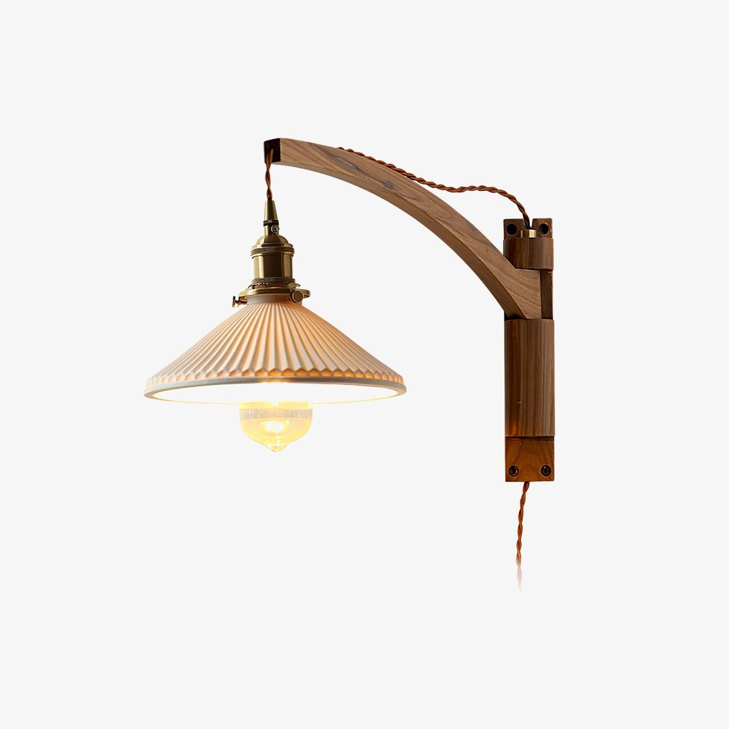 Walnut Swing Arm Bracket light Wall Lamp