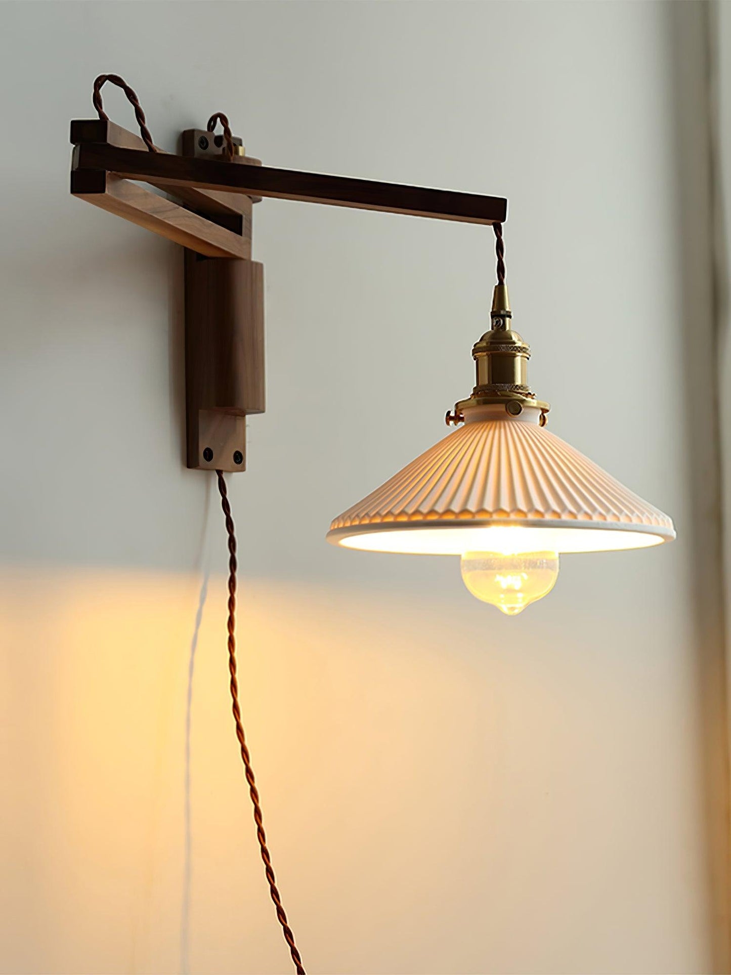 Walnut Swing Arm Bracket light Wall Lamp