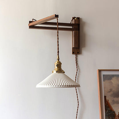 Walnut Swing Arm Bracket light Wall Lamp