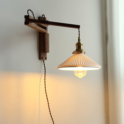 Walnut Swing Arm Bracket light Wall Lamp