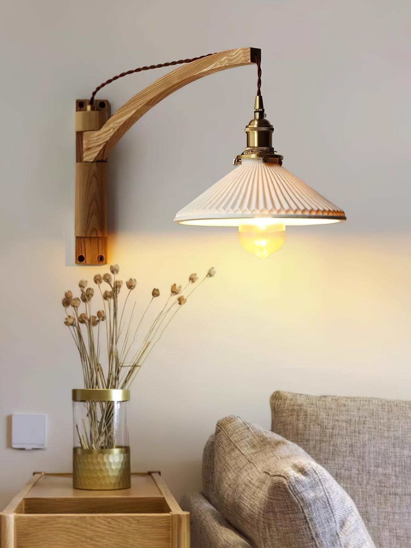 Walnut Swing Arm Bracket light Wall Lamp