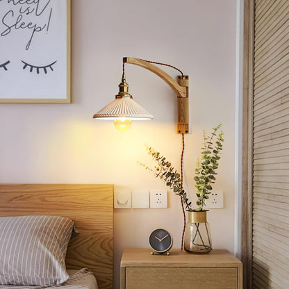 Walnut Swing Arm Bracket light Wall Lamp