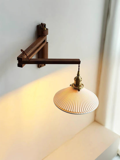 Walnut Swing Arm Bracket light Wall Lamp