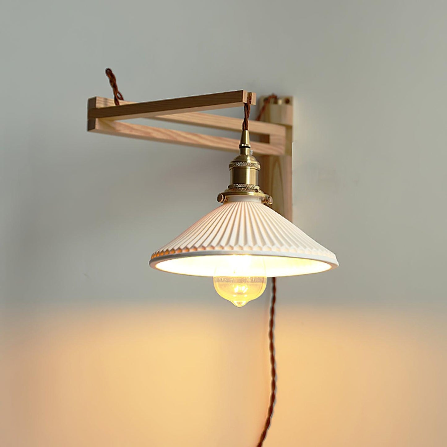 Walnut Swing Arm Bracket light Wall Lamp