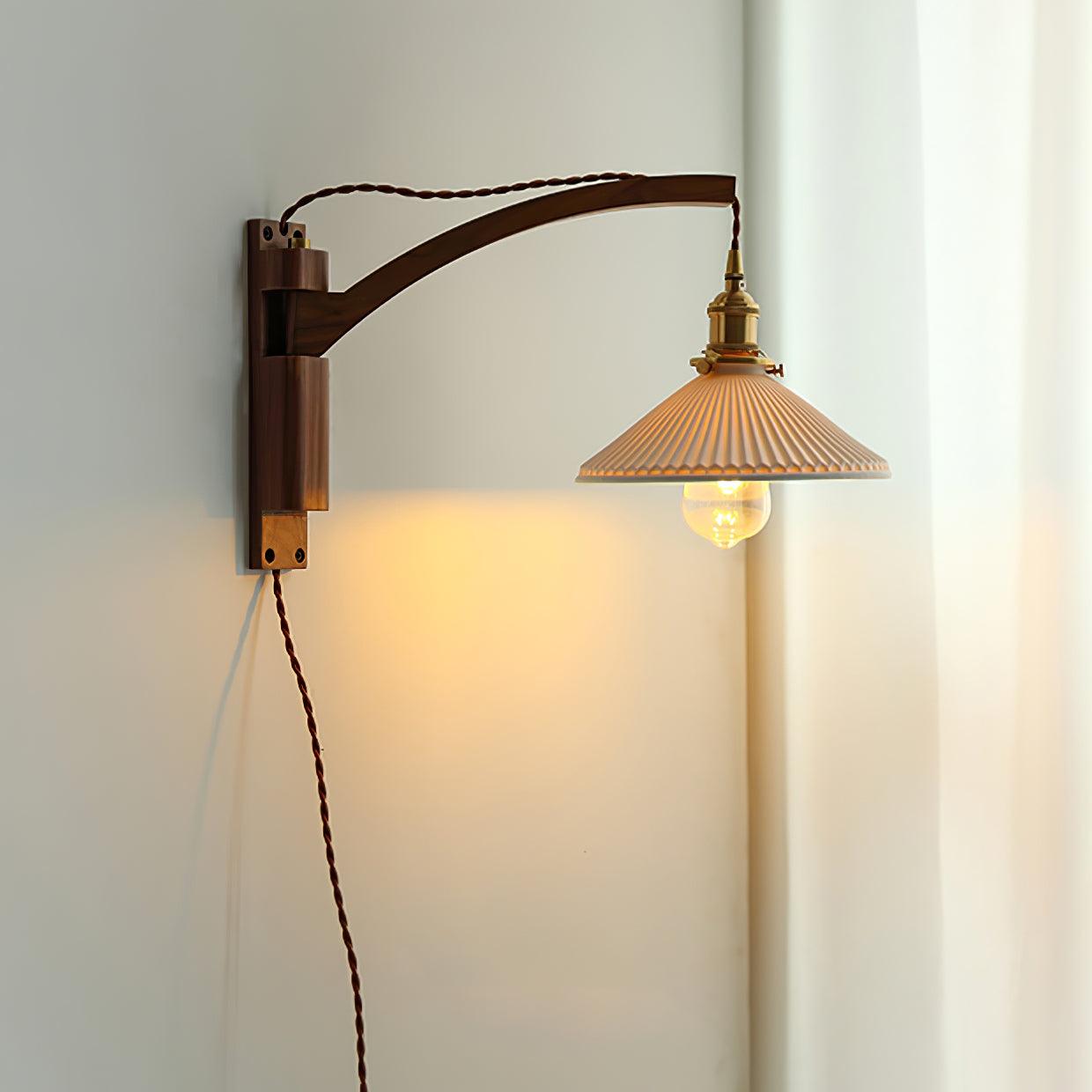 Walnut Swing Arm Bracket light Wall Lamp