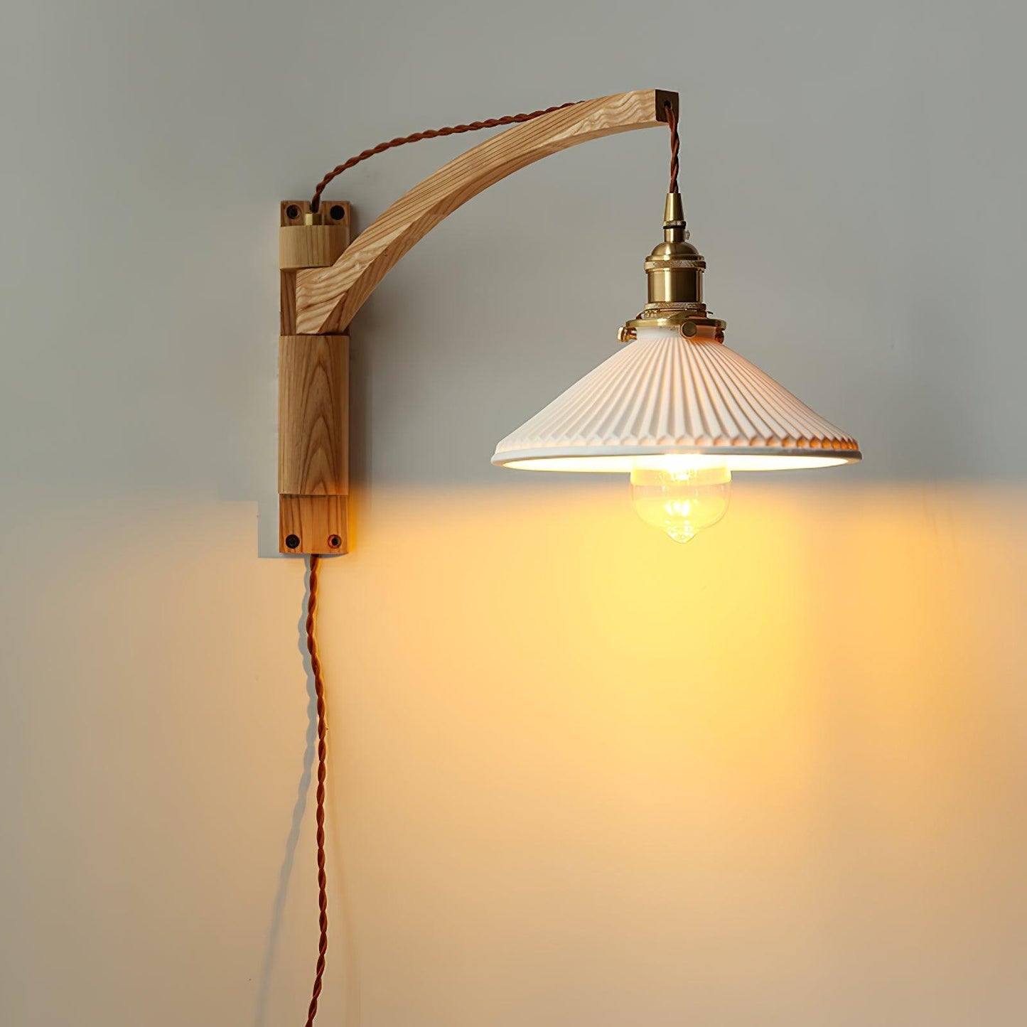 Walnut Swing Arm Bracket light Wall Lamp