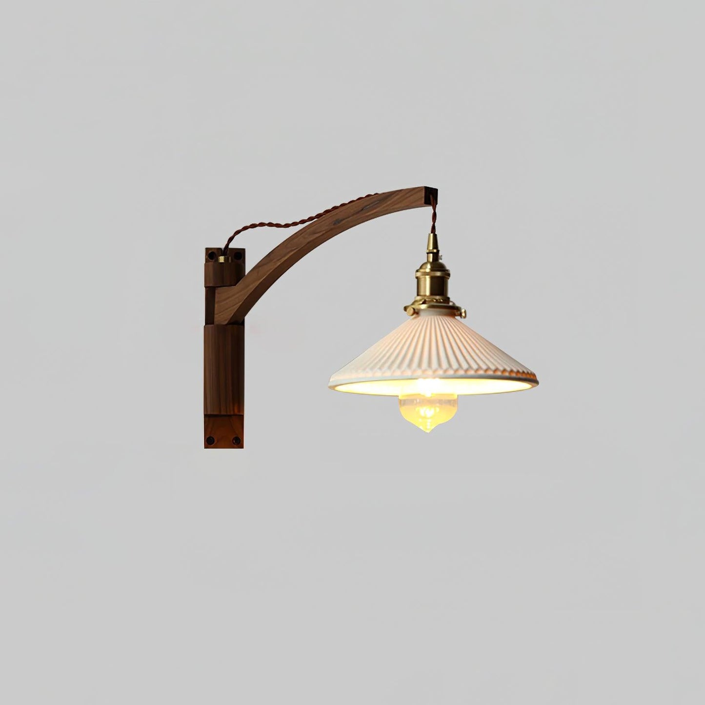 Walnut Swing Arm Bracket light Wall Lamp