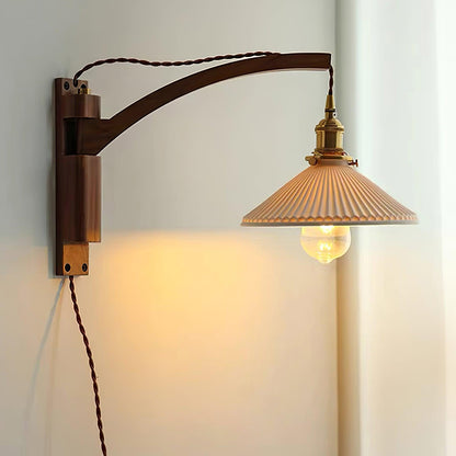 Walnut Swing Arm Bracket light Wall Lamp