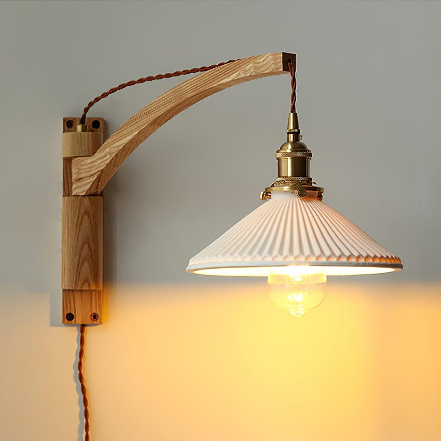 Walnut Swing Arm Bracket light Wall Lamp