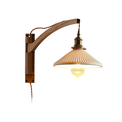 Walnut Swing Arm Bracket light Wall Lamp