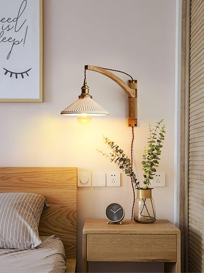 Walnut Swing Arm Bracket light Wall Lamp