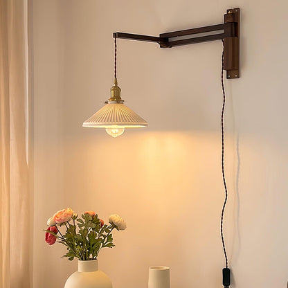 Walnut Swing Arm Bracket light Wall Lamp