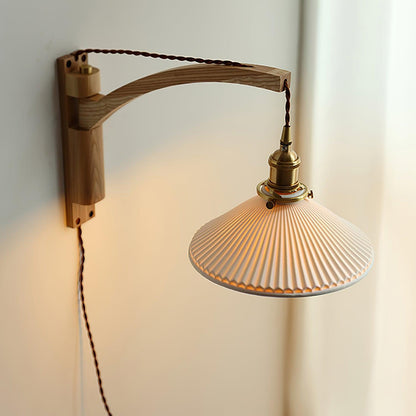 Walnut Swing Arm Bracket light Wall Lamp