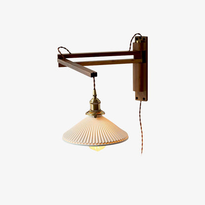 Walnut Swing Arm Bracket light Wall Lamp