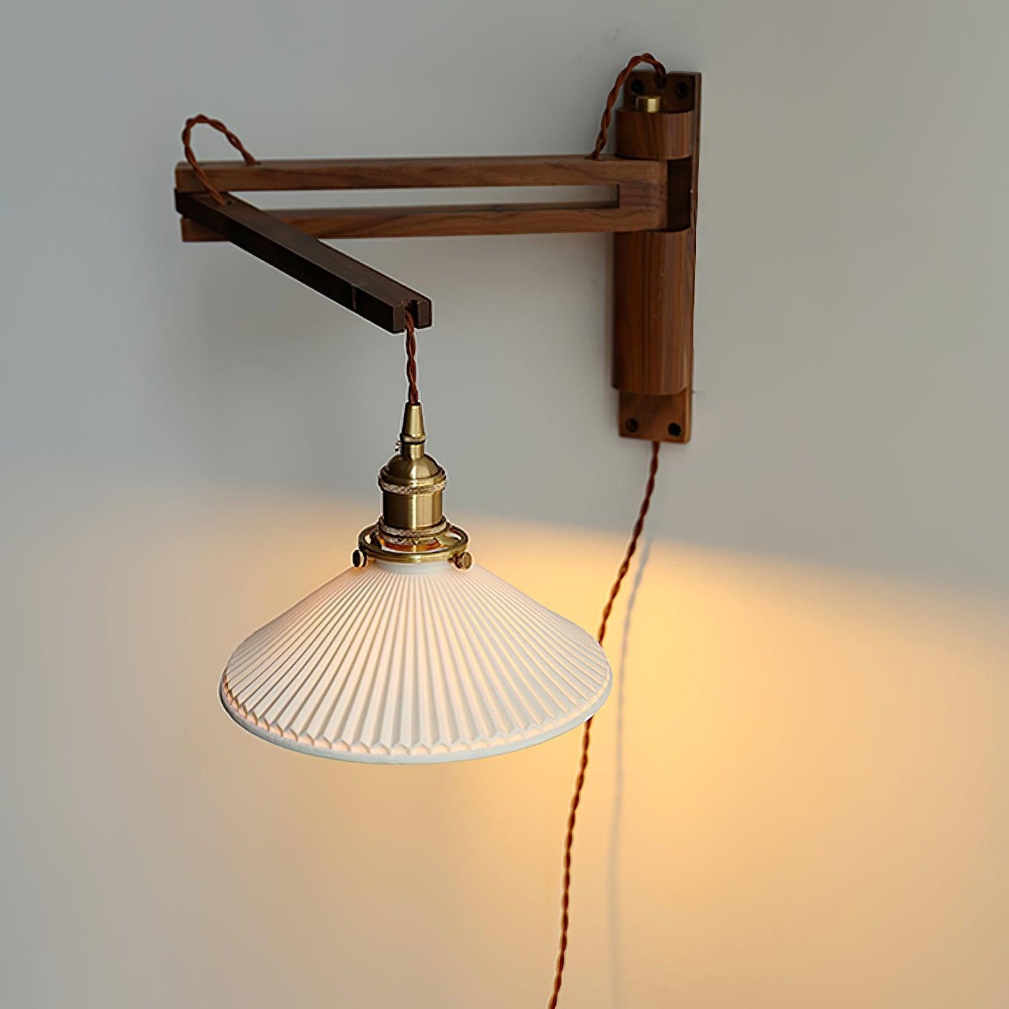 Walnut Swing Arm Bracket light Wall Lamp