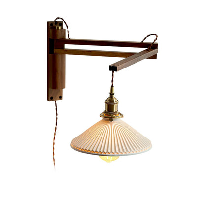 Walnut Swing Arm Bracket light Wall Lamp