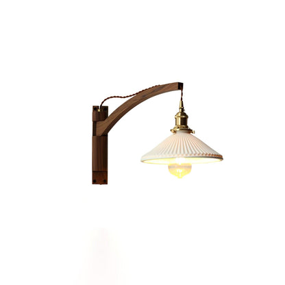 Walnut Swing Arm Bracket light Wall Lamp