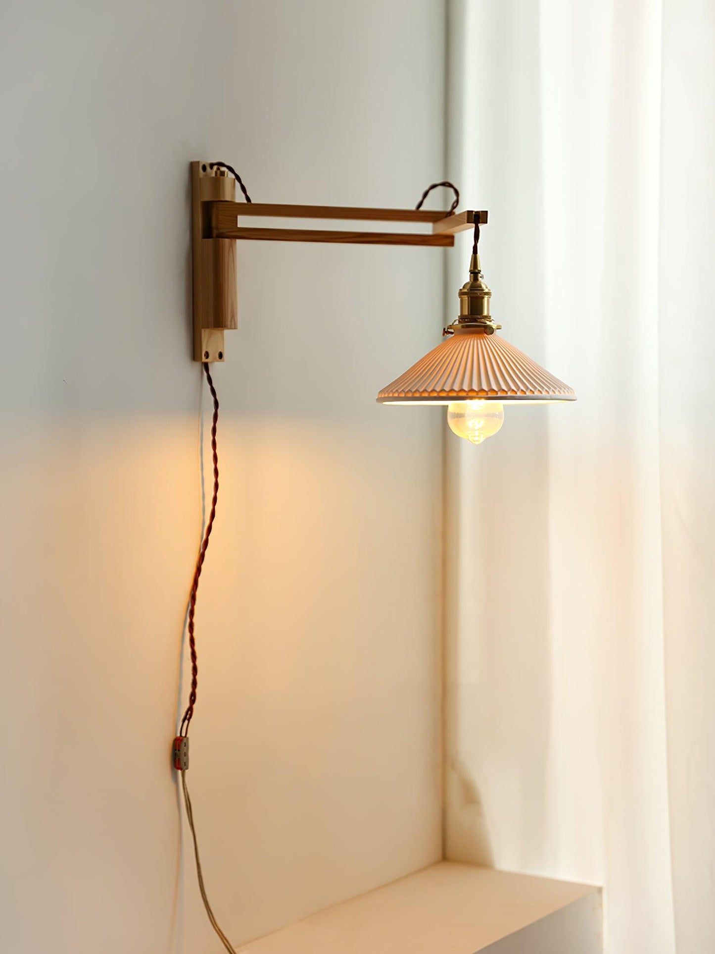 Walnut Swing Arm Bracket light Wall Lamp