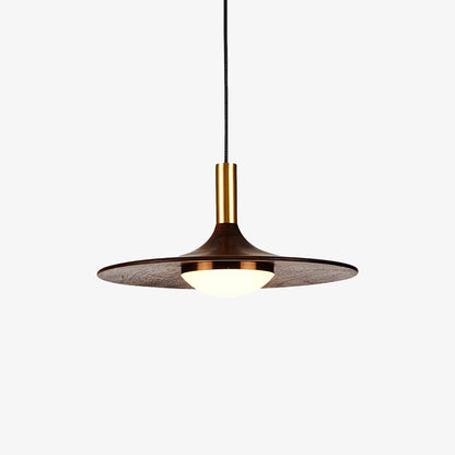 Walnut Wood Dish Droplight Pendant Light