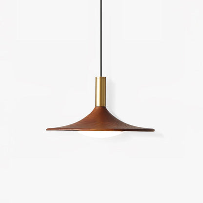 Walnut Wood Dish Droplight Pendant Light