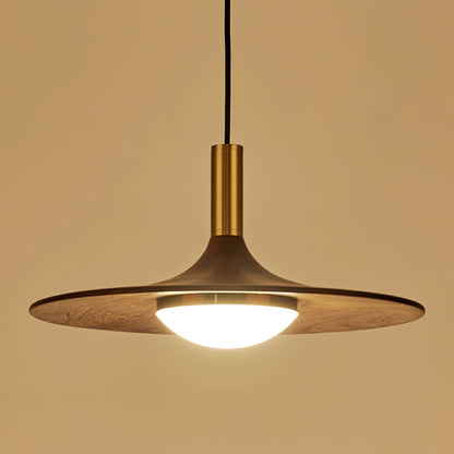 Walnut Wood Dish Droplight Pendant Light