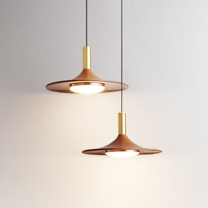 Walnut Wood Dish Droplight Pendant Light