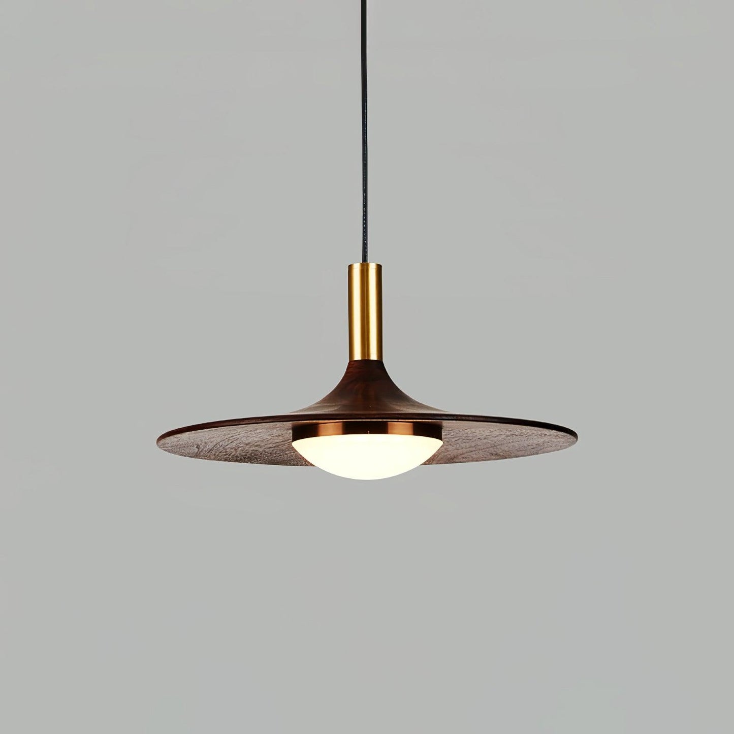 Walnut Wood Dish Droplight Pendant Light