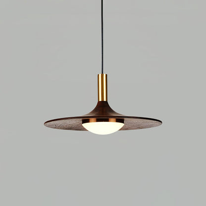 Walnut Wood Dish Droplight Pendant Light