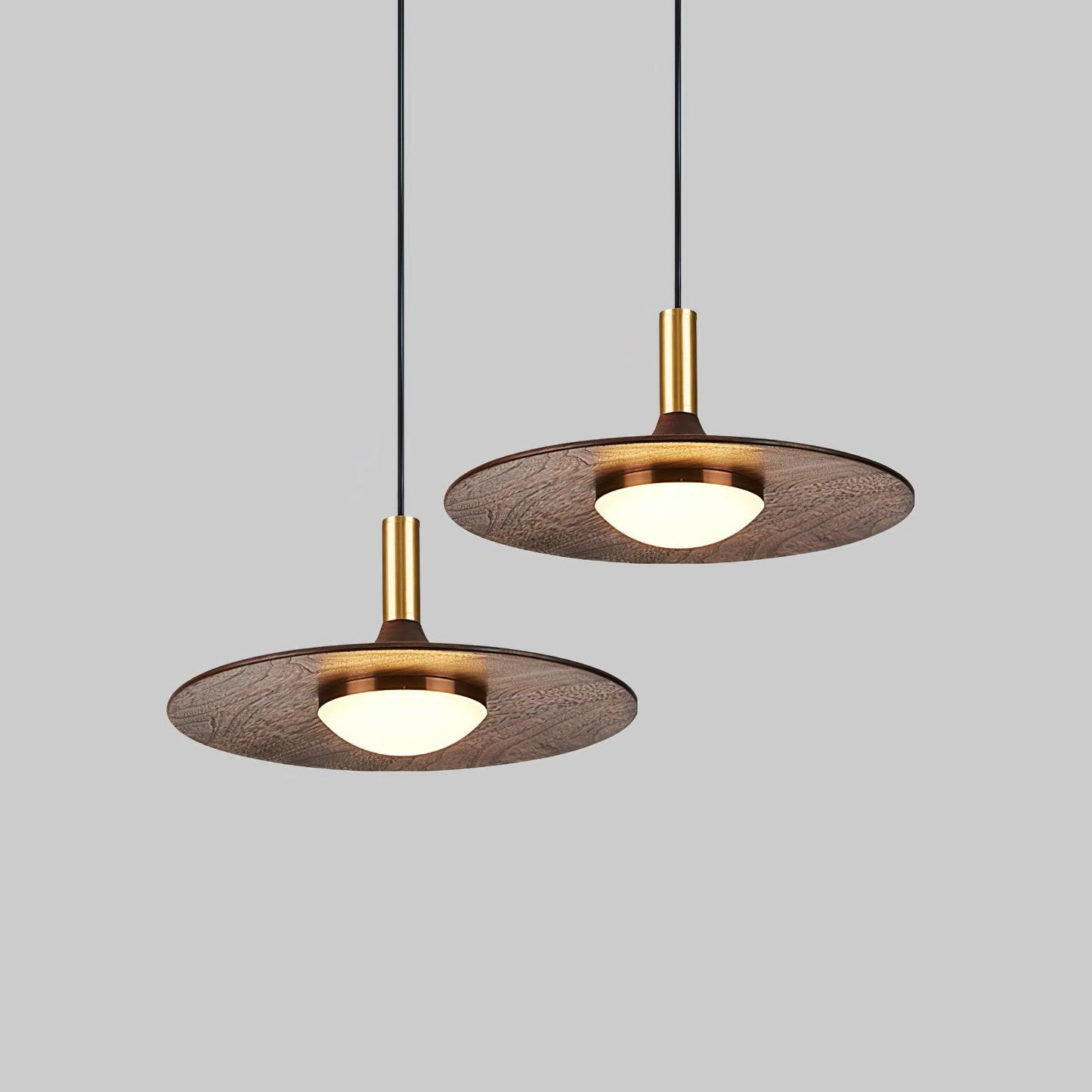 Walnut Wood Dish Droplight Pendant Light