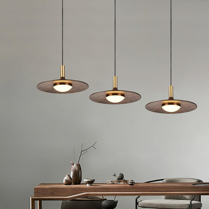 Walnut Wood Dish Droplight Pendant Light