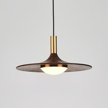 Walnut Wood Dish Droplight Pendant Light