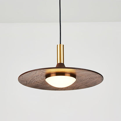 Walnut Wood Dish Droplight Pendant Light