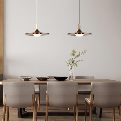 Walnut Wood Dish Droplight Pendant Light