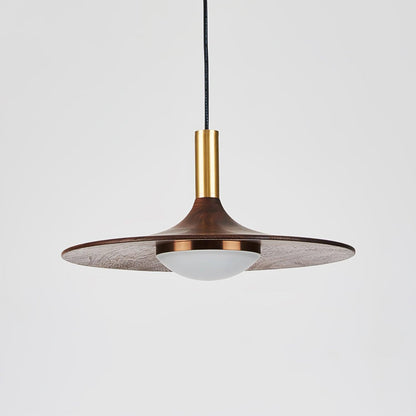 Walnut Wood Dish Droplight Pendant Light