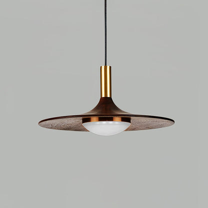 Walnut Wood Dish Droplight Pendant Light