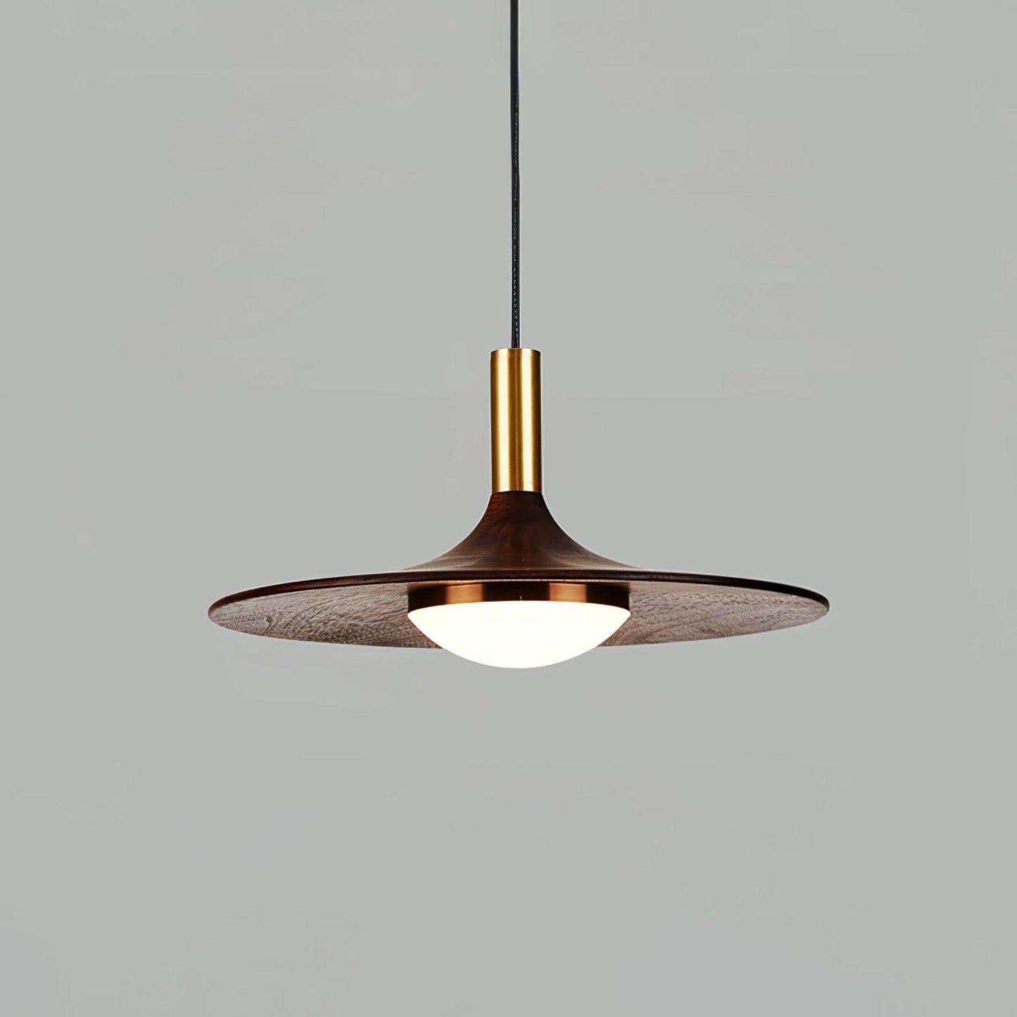 Walnut Wood Dish Droplight Pendant Light