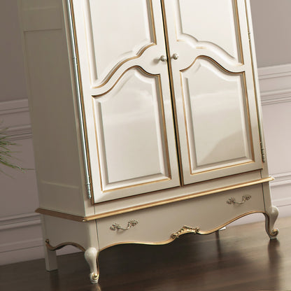 White Louis Reproduction Two Door Armoire