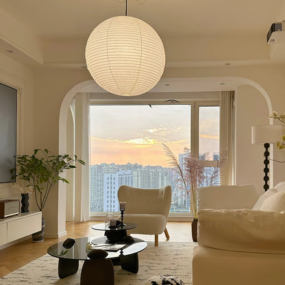 Akari A Round Swag Light (white plug wire)