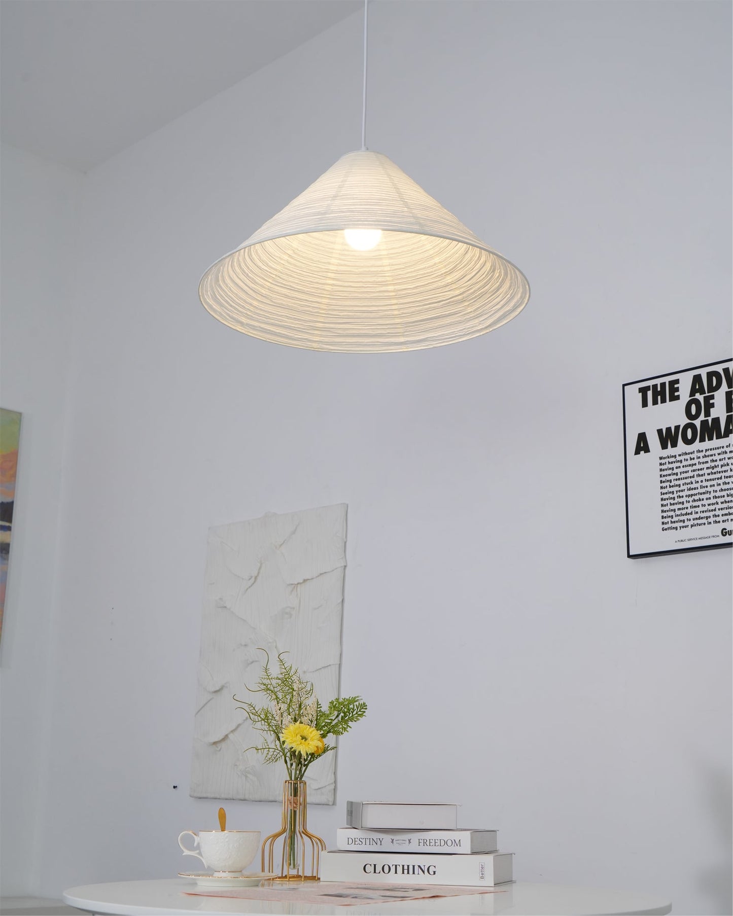 Washi Paper Pyramid Hanging light Pendant Lamp