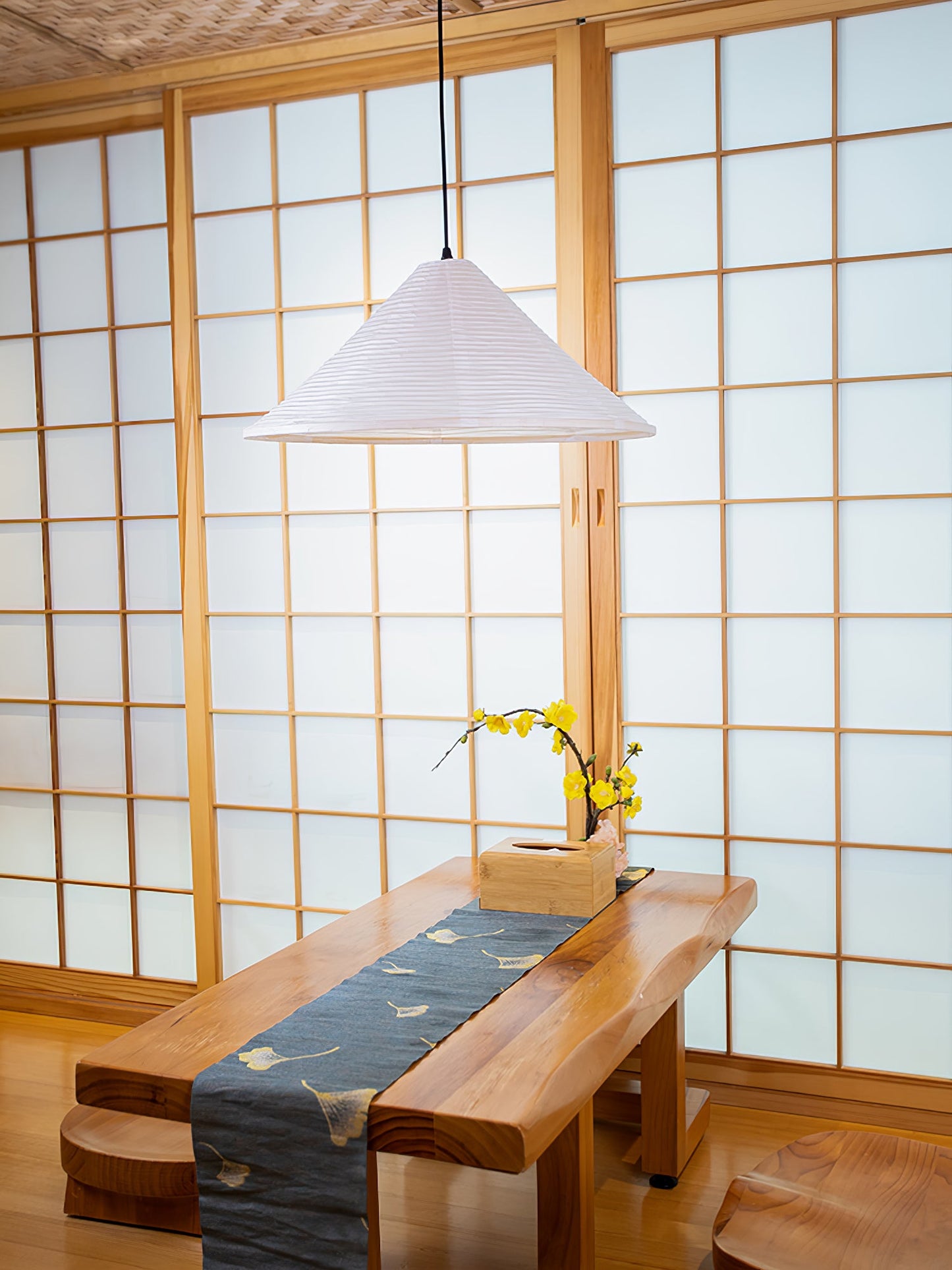 Washi Paper Pyramid Hanging light Pendant Lamp