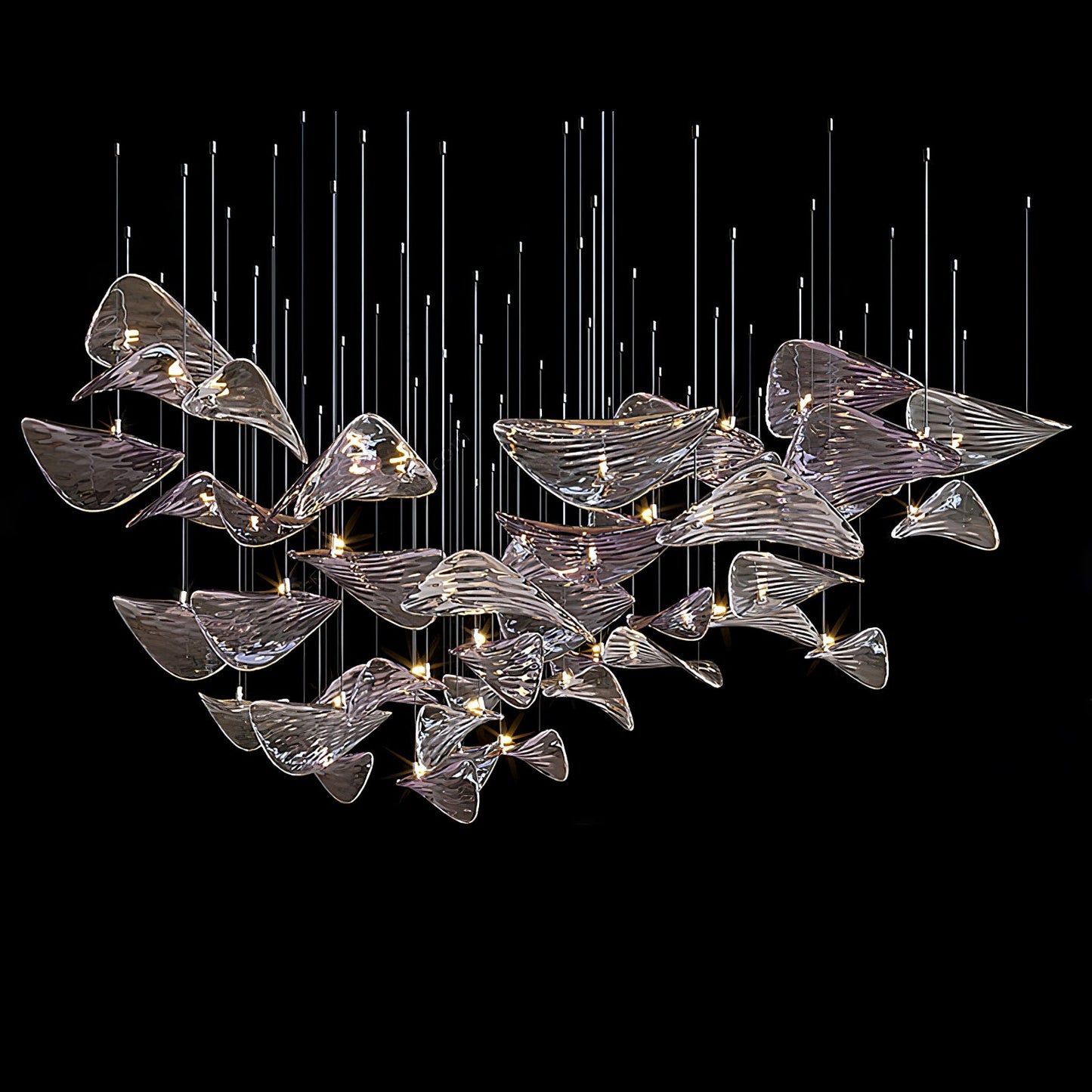 Wave Floating Leaf Crown Chandelier