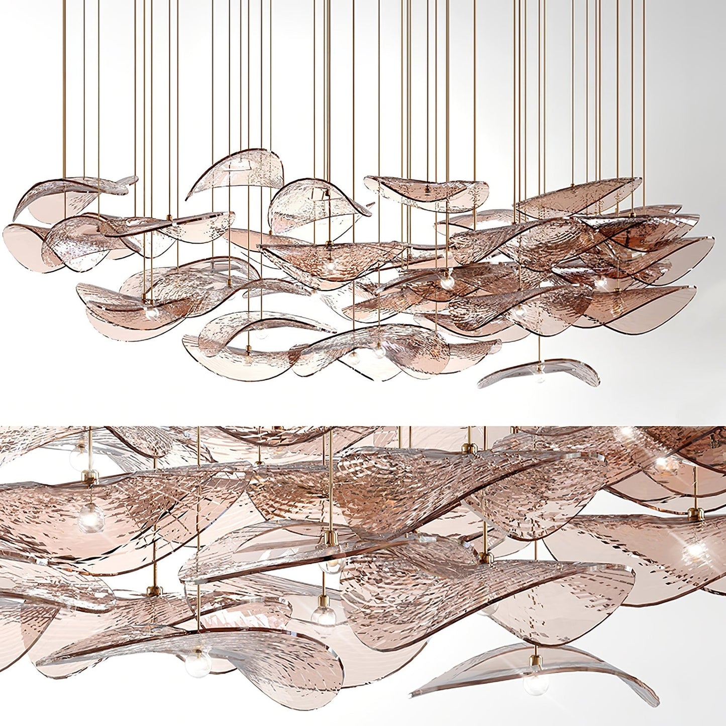 Wave Floating Leaf Crown Chandelier