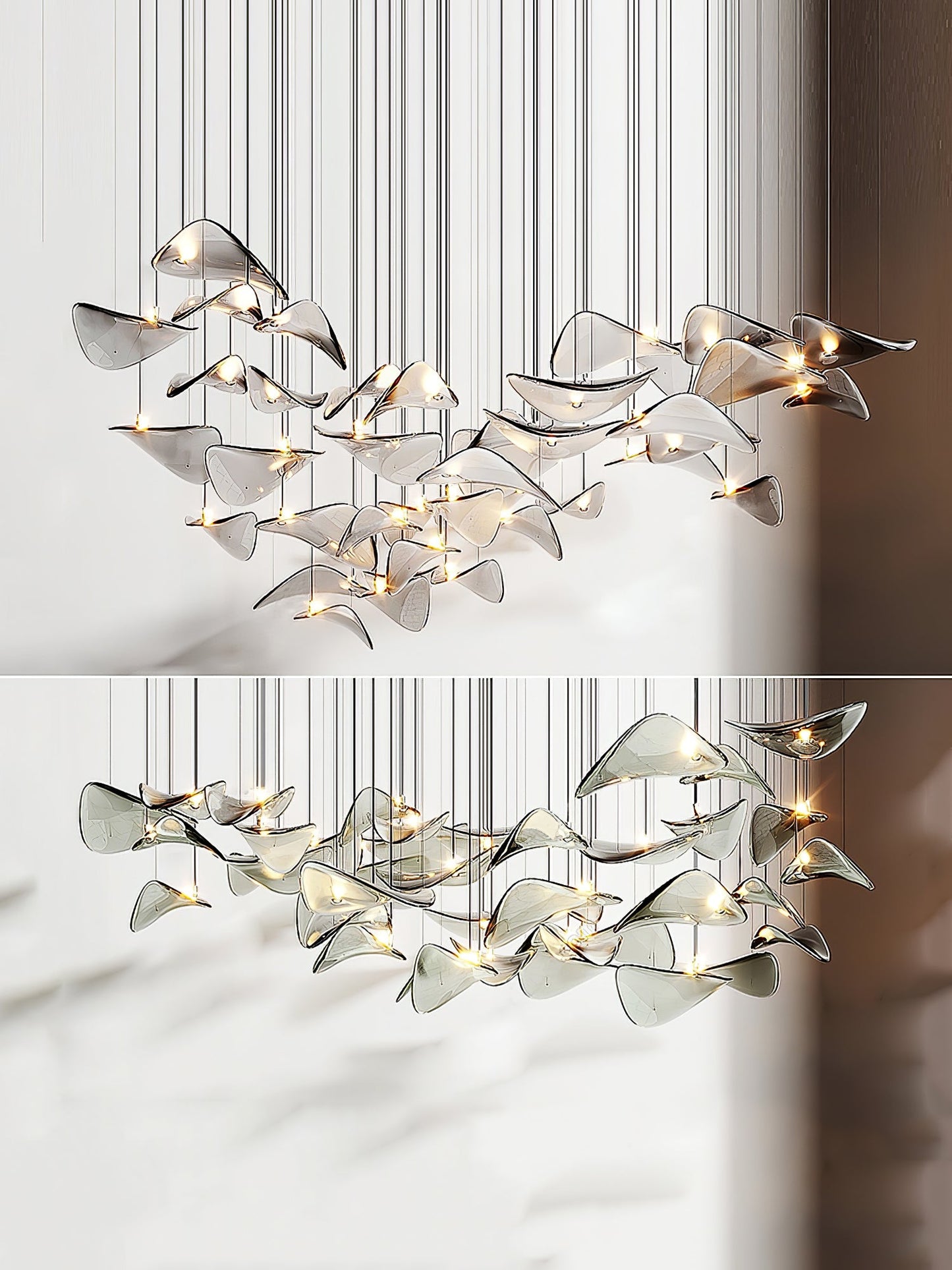 Wave Floating Leaf Crown Chandelier