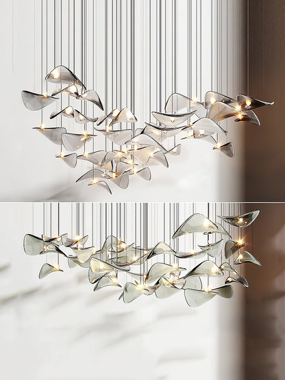 Wave Floating Leaf Crown Chandelier