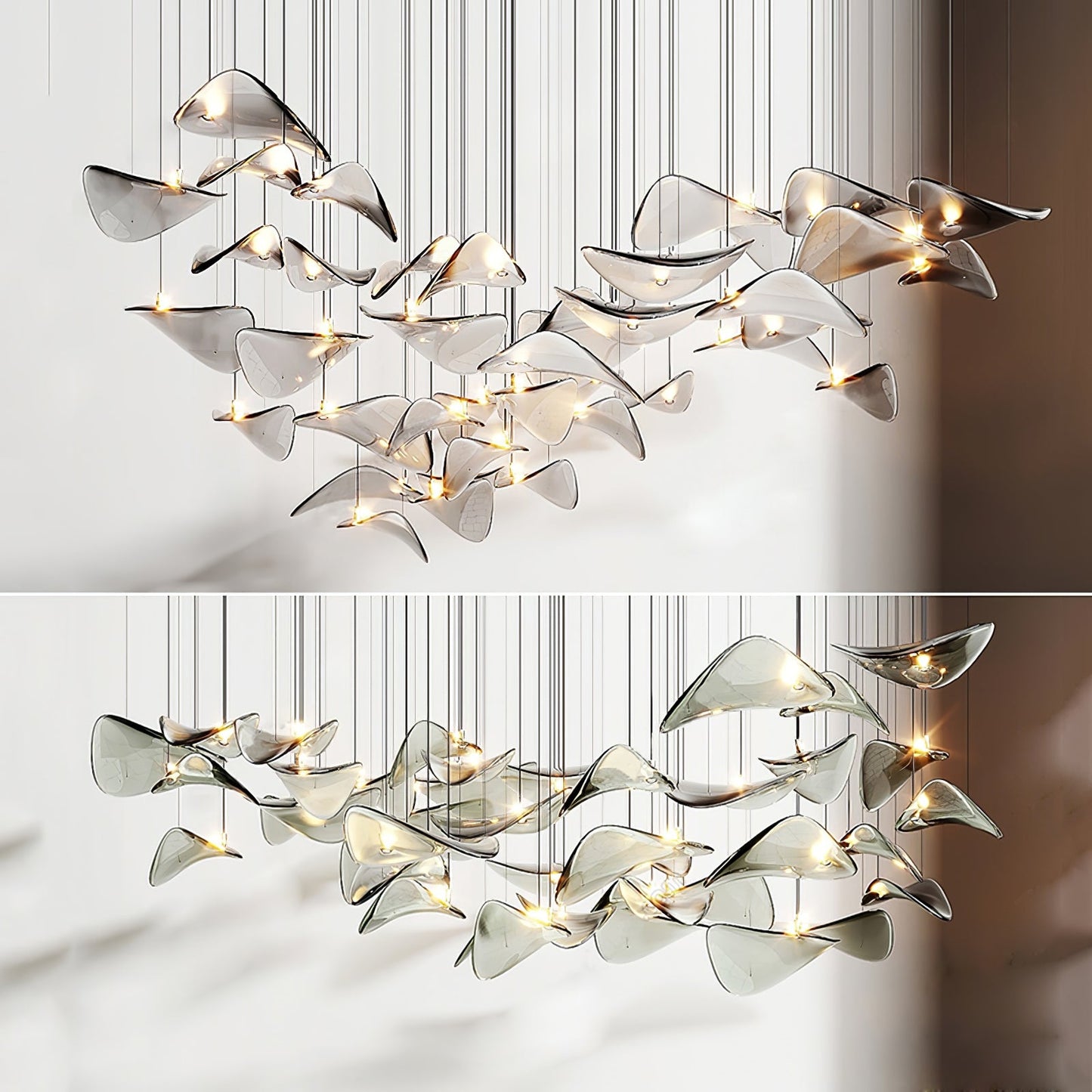 Wave Floating Leaf Crown Chandelier